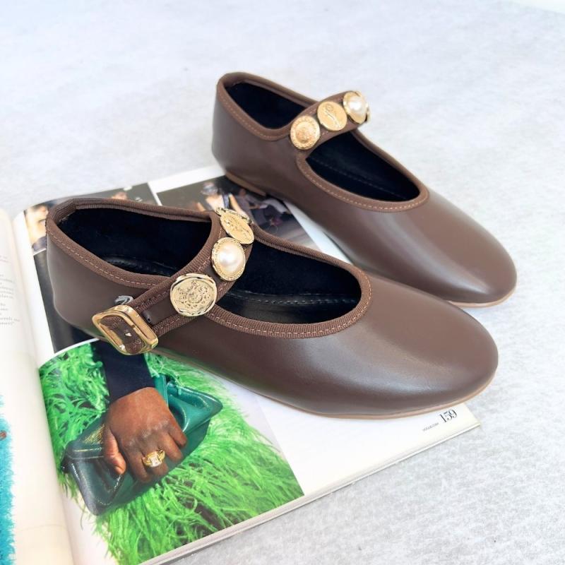 Angel Kadın Aksesuarlı Deri Babet- Kahve